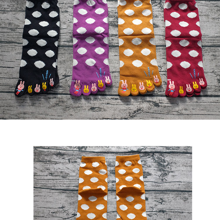 Vớ cotton năm ngón cô gái trong ống thấm mồ hôi dễ thương Cotton năm ngón vớ cotton điểm ngón chân tất nữ tất nữ cổ cao