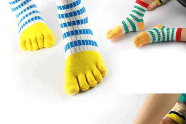 Trẻ em, trẻ em, đàn ông, phụ nữ, em bé, ngón chân, bông, vớ năm ngón, trẻ em, 3 đến 8 tuổi, vớ ngón chân, sọc màu quần tất da chân dày đẹp cho bé gái