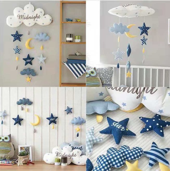 Nordic ins Korea creative wall decoration pendant bedbell children's room soft decoration wall decoration Nordic storm rocket