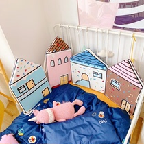 ins style baby velvet crib bed guard anti-collision guardrail cartoon Nordic cute little house soft package decoration