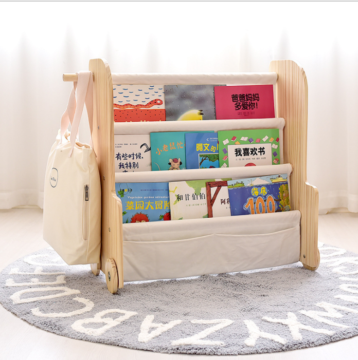 ins Nordic Wind Baby bookshelves Children Pink Kindergarten solid wood Book shelf children Easy bookcase containing shelf-Taobao