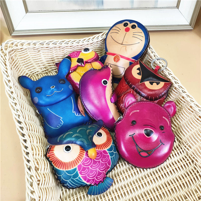 Headlayer tree paste Peuve with skin Leather Cartoon Zero Wallet Women Foreign Trade Export Generation Factory Outbreak Destruction Single Transfer Wallet