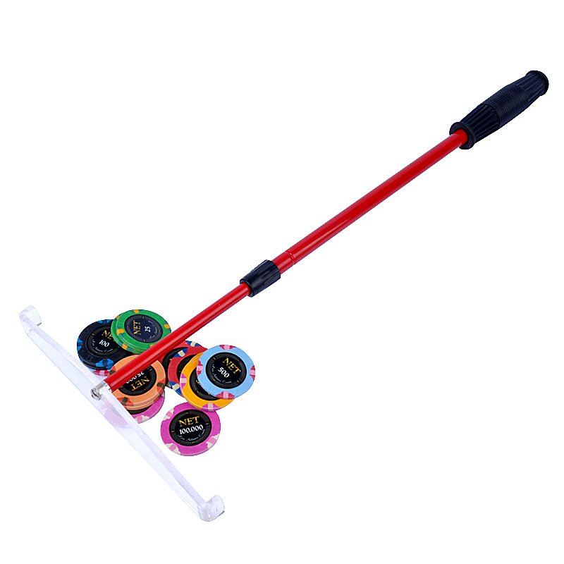 Texas Hold'Em Poker Chip Rake Long Distance Chip Rake Texas Chip Rack Acrylic Retractable Scraping Stick