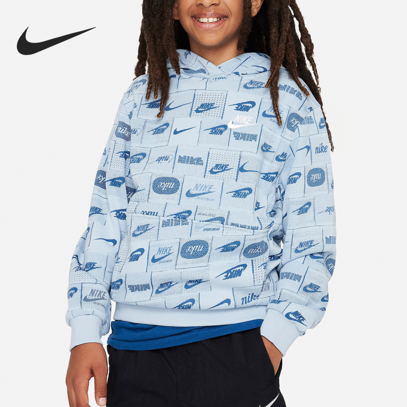 Nike/Nike Genuine Sportswear Big Kids' Thin Fleece Sports Sweatshirt Hoodie Fn8741-440 Nike/Nike Genuine Sportswear Big Kids' Thin Fleece Sports Sweatshirt Hoodie Fn8741-440