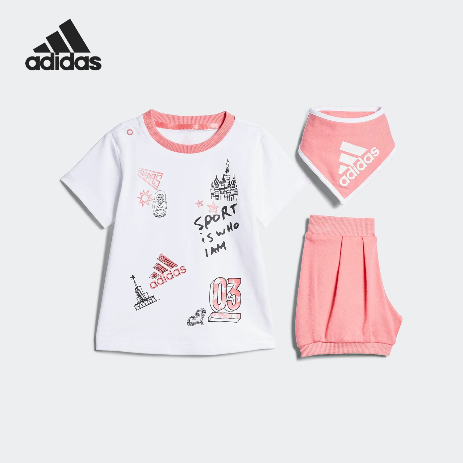 Костюм спортивный летний детский с короткими рукавами Adidas Authentic IG CD TEE SET CX3480