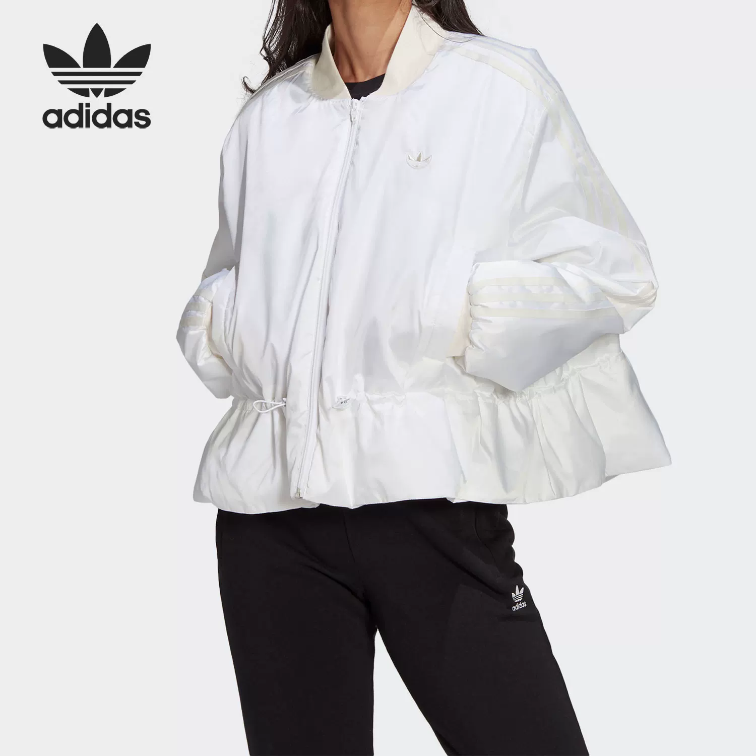 Кожаная куртка Adidas/ Genuine three -leaf grass Jacket Женская спортивная куртка для отдыха Eggplant Jacket GN3082