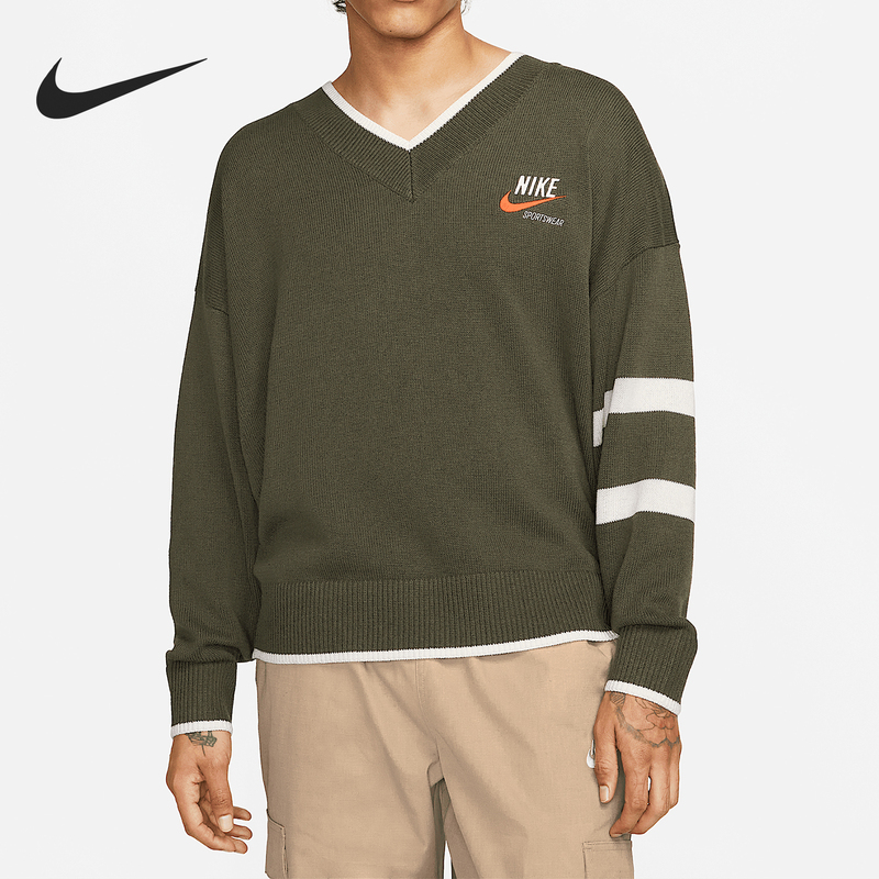 Nike/Nike Genuine New Men's Striped Printed Long-Sleeved Sweater Pullover Dx0009-325 Nike/Nike Genuine New Men's Striped Printed Long-Sleeved Sweater Pullover Dx0009-325