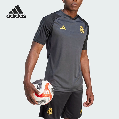 Adidas/Adidas Футбольная спортивная футболка с коротким рукавом для тренировок, официальный продукт, облегающий крой