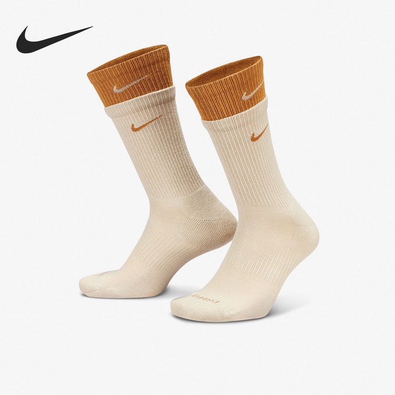 Nike Genuine Men's and Women's Double-Layered Spliced Training Mid-Calf Socks (One Pair) Dd2795-206