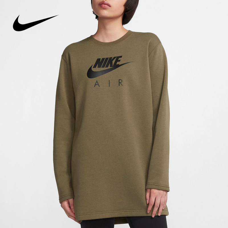 Nike Official Genuine Women's Fleece-Lined Round Neck Casual Sports Long Sweatshirt Pullover Bv5135