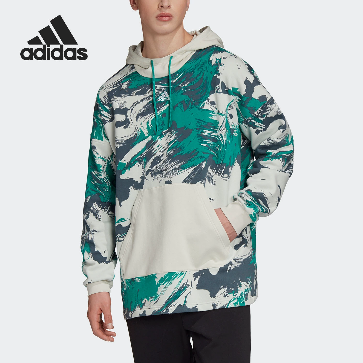 Adidas / Adidas nam chính hãng AOP HOODIE M áo len thể thao có mũ trùm đầu GG6724 - Thể thao lông cừu / jumper