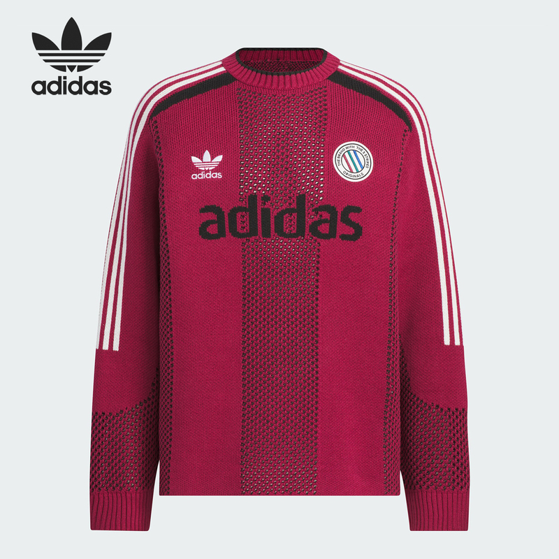 Adidas/Adidas Official Genuine Trefoil Men's and Women's Fashion Wool Knitted Crew Neck Sweater Jl8362