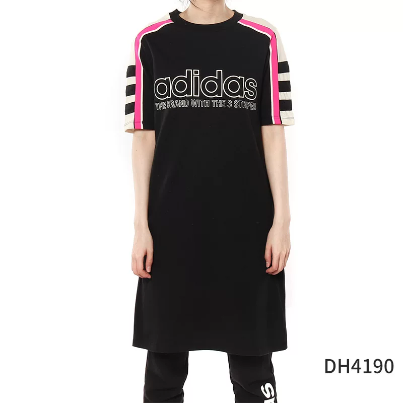 Спортивное платье с дышащей тканью Adidas, круглый воротник, короткий рукав