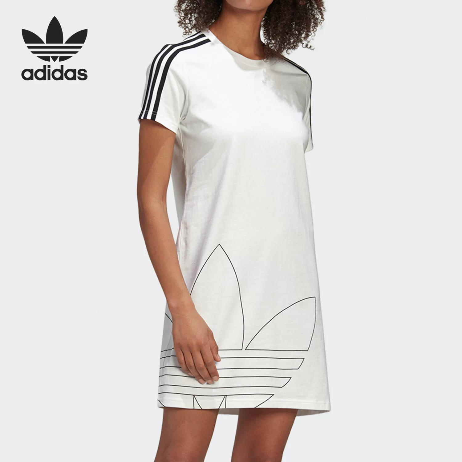 Платье спортивное женское круглого выреза с короткими рукавами Adidas Official подлинное клевер GK3772