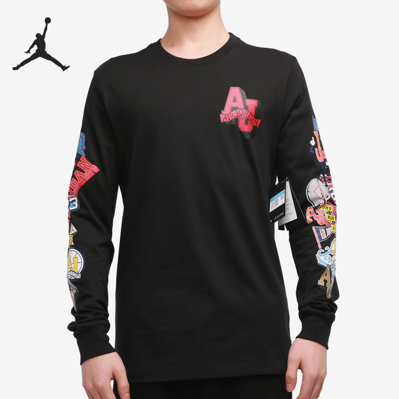 Nike/Nike Genuine Air Jordan Men's Printed Sports Pullover Long-Sleeved T-Shirt Dq6073-010 Nike/Nike Genuine Air Jordan Men's Printed Sports Pullover Long-Sleeved T-Shirt Dq6073-010