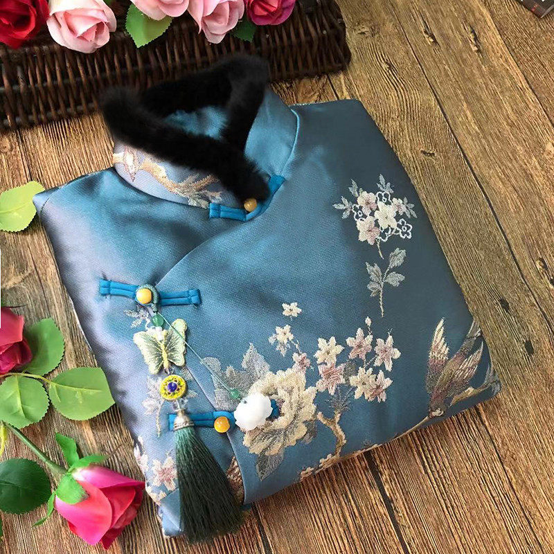 Mrs. Kuo cheongsam short cotton coat Chinese style improved version quilted thickened long-sleeved Chinese Tang suit jacket coat winter new