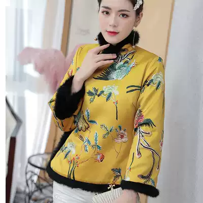 Winter cheongsam short cotton coat short coat thick warm Tang suit female Chinese style retro cotton dress female adult