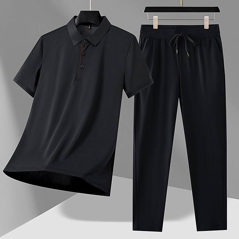 Summer Lapel Men's Ice Silk Short-Sleeved T-Shirt Suit Business Casual Polo Half-Sleeved Loose Sports Breathable Top Summer Lapel Men's Ice Silk Short-Sleeved T-Shirt Suit Business Casual Polo Half-Sleeved Loose Sports Breathable Top