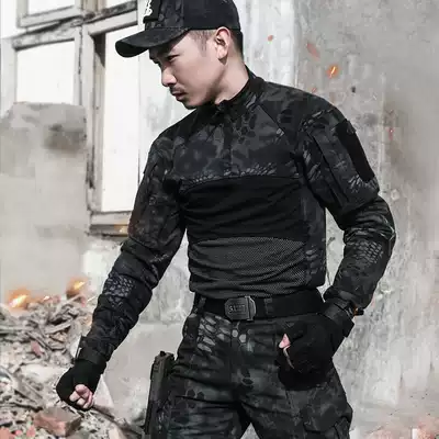 Four generations of cotton high-bomb frog clothing long sleeve jacket men's spring and summer Python T-shirt Slim comfortable tactical camouflage uniform