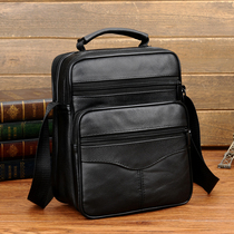 Genuine leather mens bag single shoulder bag Han version Business mens bag Bull Leather Skew Satchel Big Capacity Travel Fashion Hand Backpack