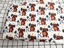Cartoon Fabric Fine Canvas Printed Handmade Diy Fabric Sofa Cover Fabric Bag Dorm Table Cloth Bears and Trees