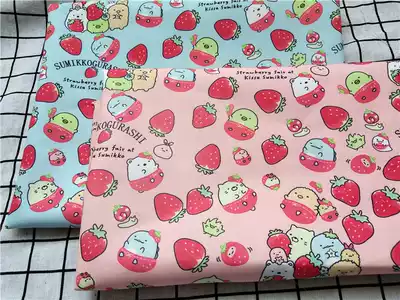 Cartoon fabric Fine canvas Printed patchwork Handmade diy fabric bag Kindergarten corner tablecloth Falling raw strawberries