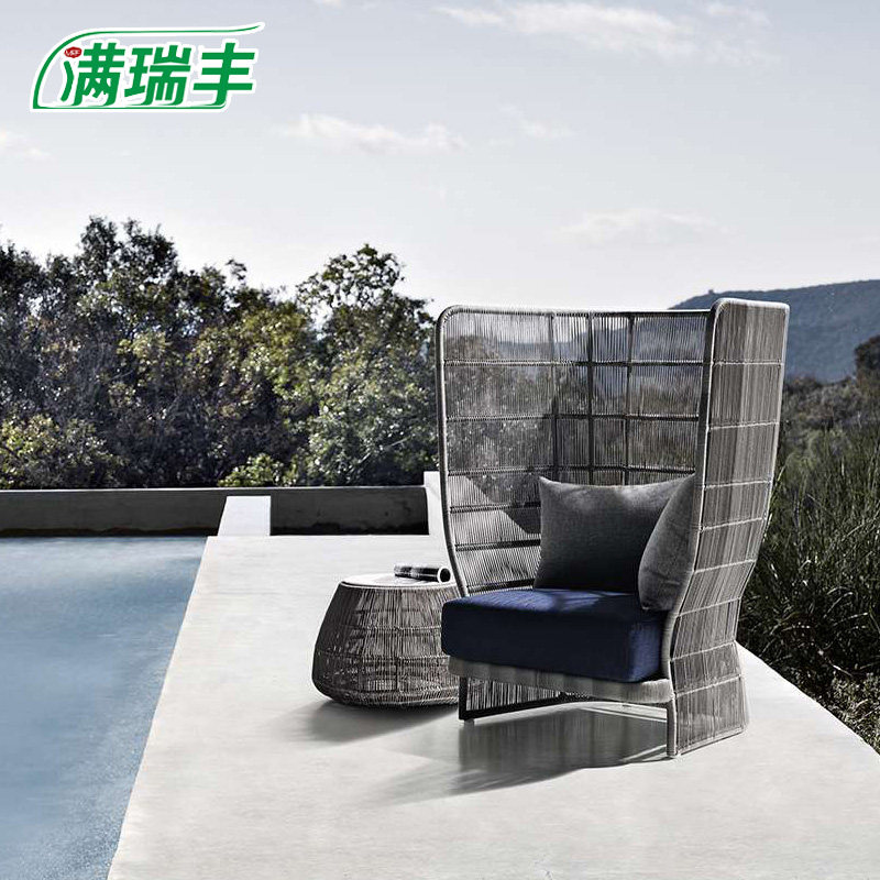 Rattan Nordic outdoor sofa coffee table combination terrace courtyard garden villa waterproof sunscreen single double rattan chair
