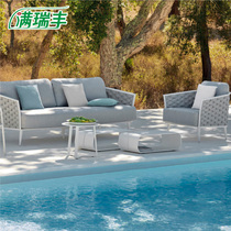Nordic Outdoor Furniture for Outdoor Furniture Three Pieces of Living Room Tea Combined Terrace Garden Leisure Waterproof Vine Furniture
