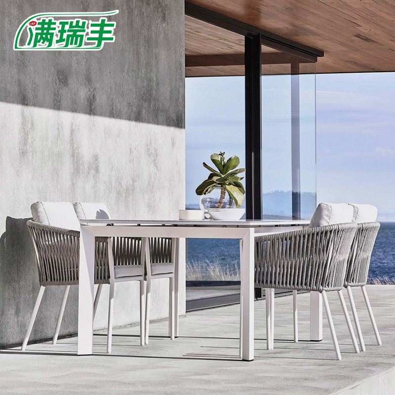 High-end outdoor table and chair three-piece set courtyard balcony small table and chair villa leisure Nordic outdoor terrace rattan rattan chair