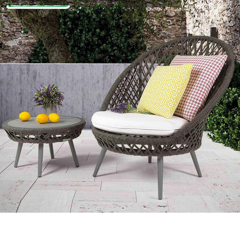 Nordic outdoor rattan sofa coffee table three-piece set courtyard balcony outdoor terrace waterproof leisure single rattan chair small