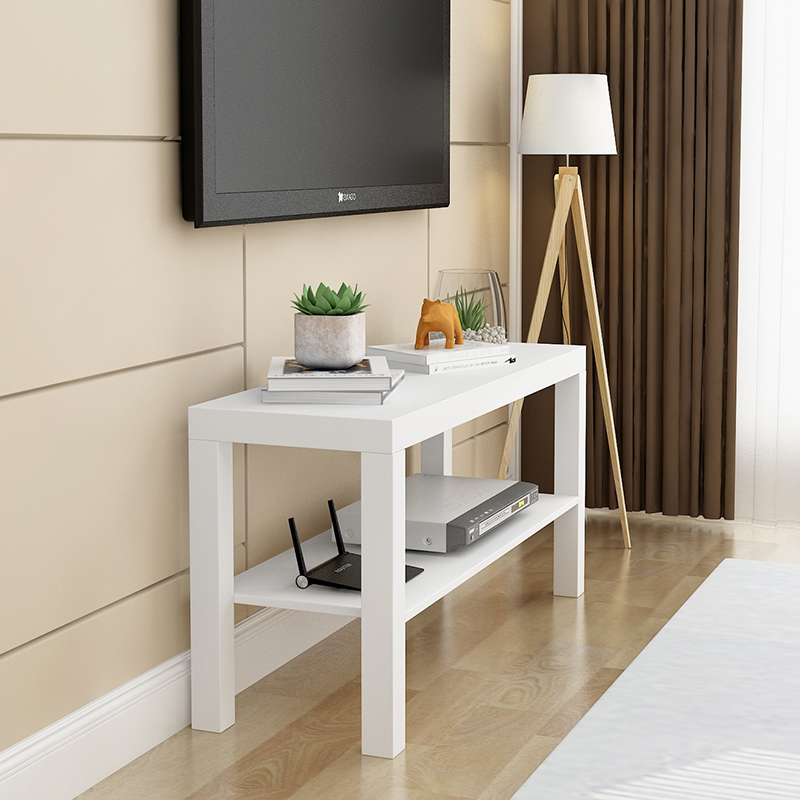 Simple white TV cabinet narrow and thin section deep 26 modern small apartment living room bedroom small size double storage storage