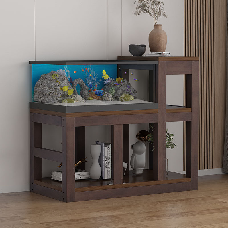 Simple solid wood gold tank rack high and low ecological fish tank on the aquarium box customized