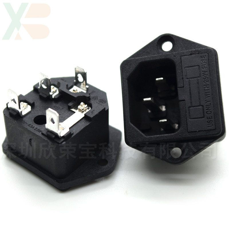AC Socket Power Socket Multinational Certified DB-14-F1 Public Head C14 Pinword Fuse Device Connector