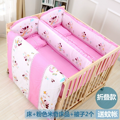 Кроватка для близнецов из натурального дерева, складная детская универсальная колыбель для приставной кровати