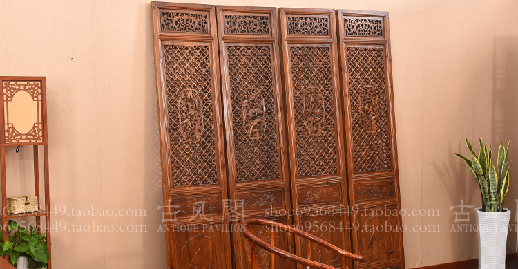 Vách ngăn màn hình chạm khắc màn hình gấp Trung Quốc rắn gỗ rỗng khách sạn văn phòng phòng khách gỗ chạm khắc màn hình hiên - Màn hình / Cửa sổ mẫu khung cửa sổ gỗ đẹp