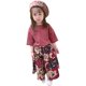 2022 summer girls Korean version new baby loose solid color mid-sleeved T-shirt + fashionable flower wide-leg mid-pants suit