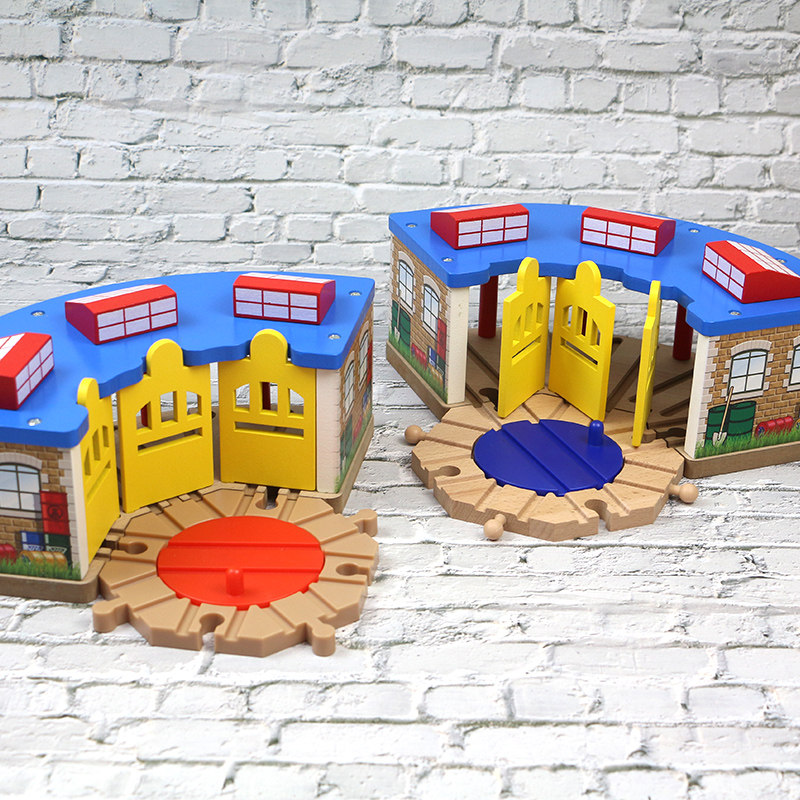 Wooden Train Tracks Parking Lot Room Station Garage Children Toys Compatible Xiaomi Brio Miu Small