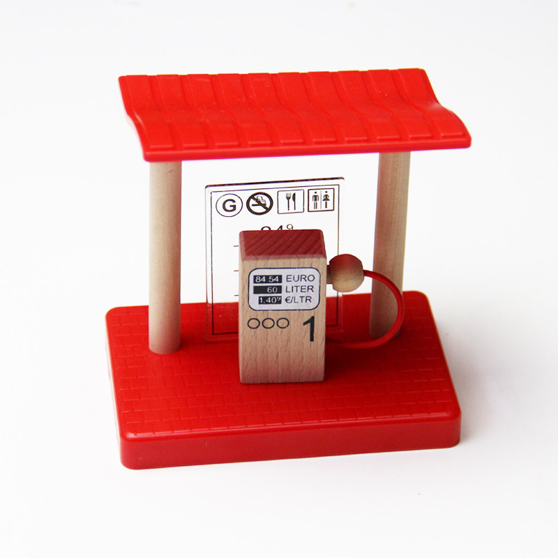 Wooden train track special accessories gas station compatible with wooden Brio railcar train 3 toy 6