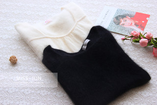 Classic black and white angora fur artistic sweater