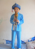  Gourd silk stage performance suit Yunnan ethnic minority childrens Dai clothing boy dance performance suit blue