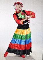  Yunnan ethnic minority Yi womens clothing big wool seven-character Yi dance performance clothing stage performance clothing