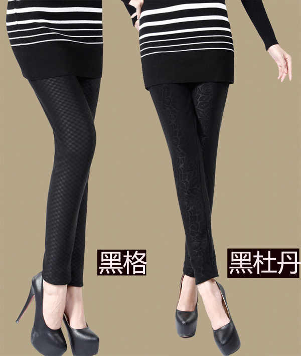 Quần legging mùa đông mặc quần hoa cộng với nhung trung niên béo mẹ dày mùa đông 50-60-70 nữ mùa đông quan legging