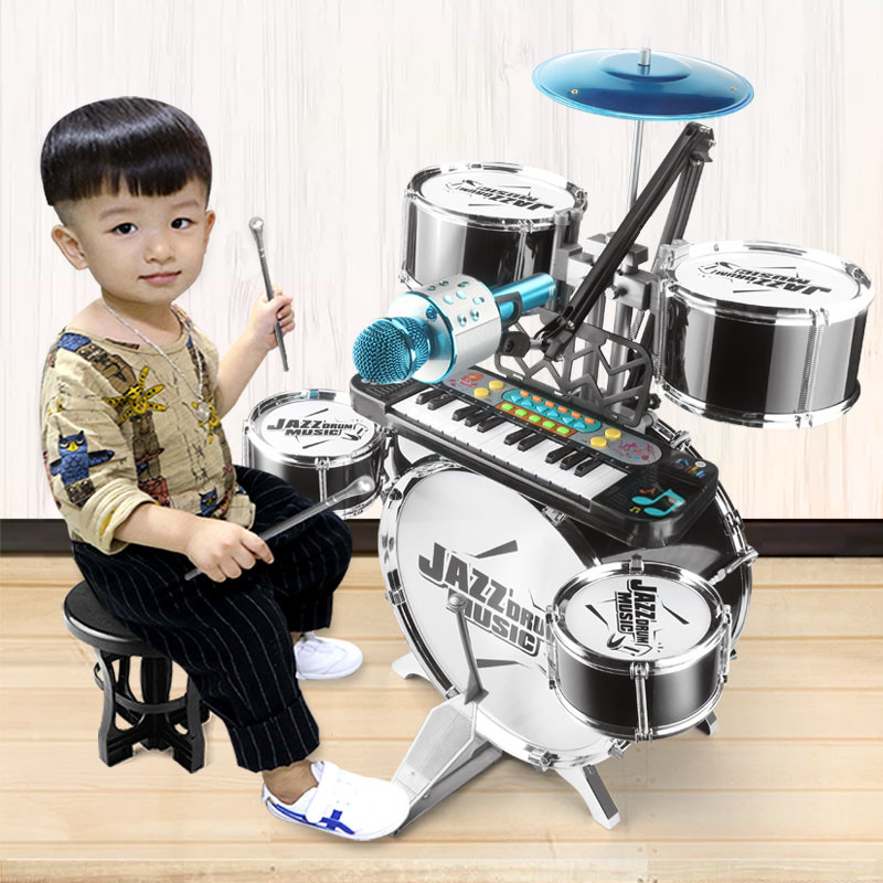 Large drum set for children Beginner Jazz drum toy Playing drum Musical instrument 1-3-6 year old boy baby drum gift