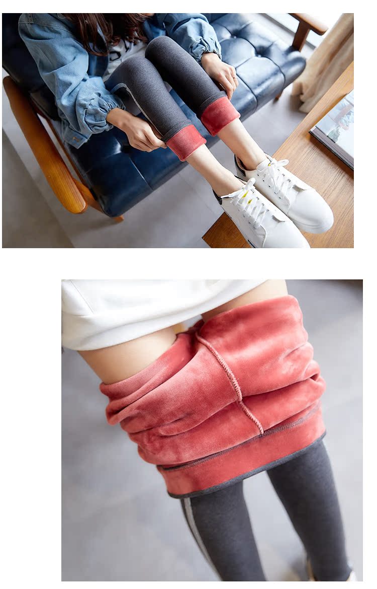 Quần cạp cao cộng với quần legging nhung nữ mùa thu đông quần dài bó sát quần skinny bó sát mỏng hai quần thanh quan dai nu