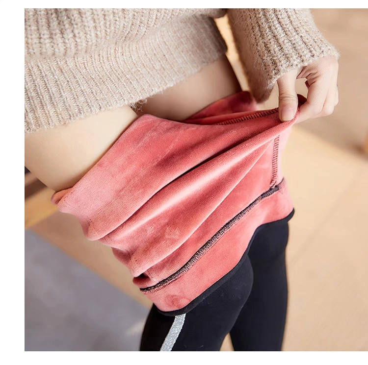 Quần cạp cao cộng với quần legging nhung nữ mùa thu đông quần dài bó sát quần skinny bó sát mỏng hai quần thanh