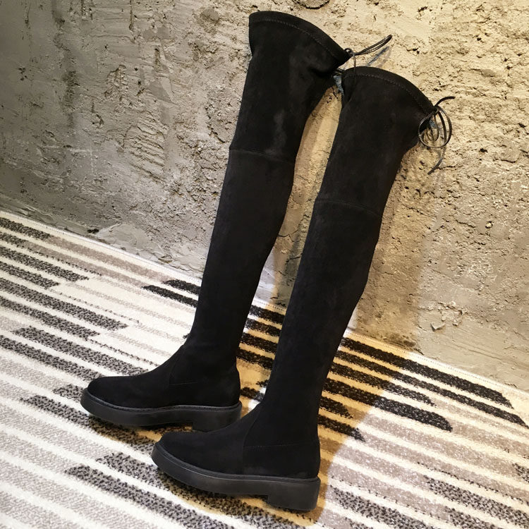2020 European station autumn and winter wrapped legs are thin over the knee boots high-tube thick-soled elastic boots Martin boots thin women's boots trend