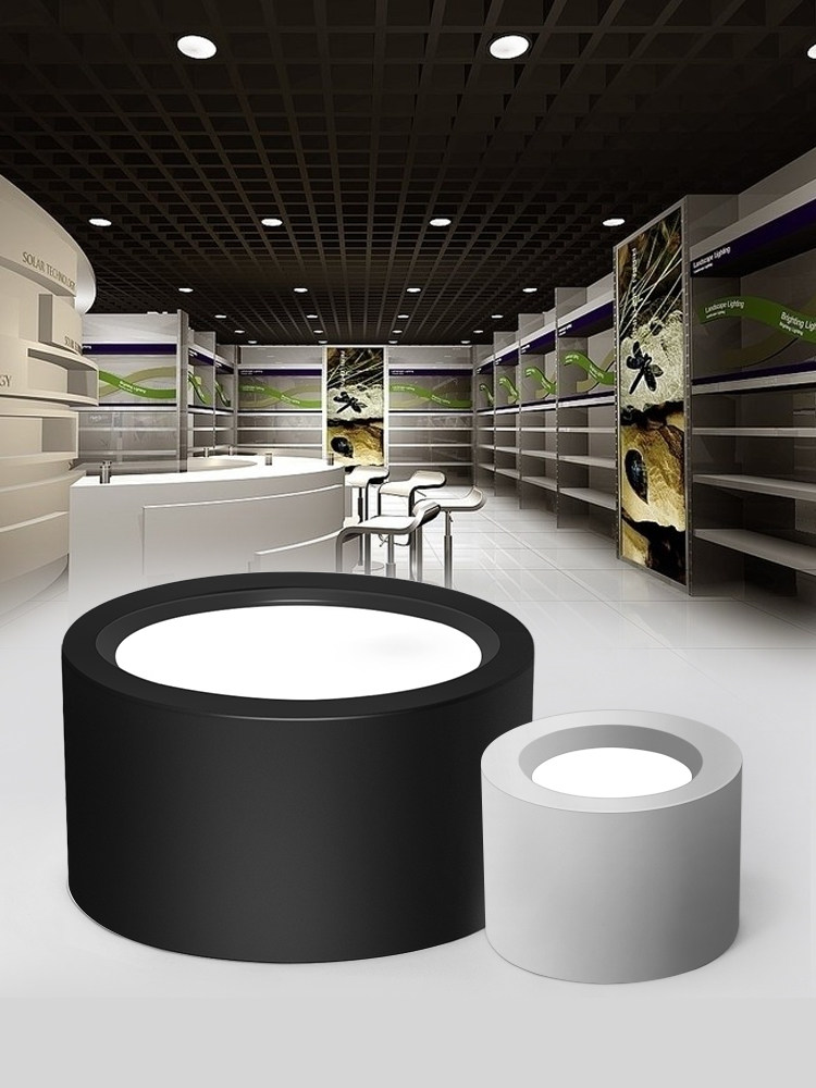 Настенные вниз свет led明装筒灯免开孔吸顶桶灯圆柱形商用服装店黑色6寸防眩光天花灯 OTHER