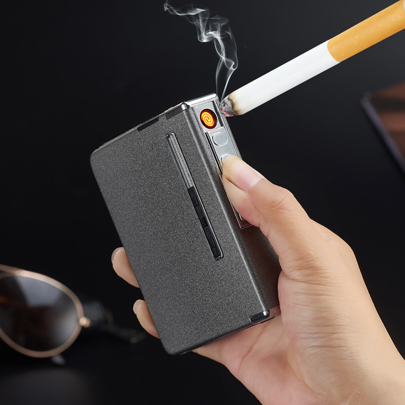 Net Red Tobacco Box 20 Loaded Charging Points Cigarette Smoke Box Windproof Lighter Creative Ultra Slim Gift men and women