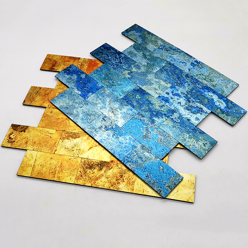 Simple modern three-dimensional stainless steel embossed waterproof mosaic wall sticker self-adhesive TV background wall living room wall sticker