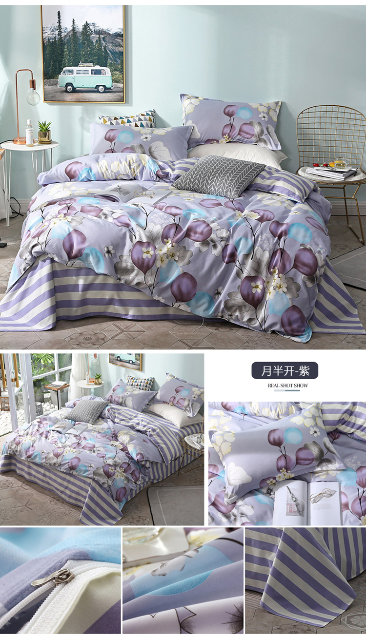 Net màu đỏ tờ bông giường ba bộ bông sinh viên phòng ngủ đơn quilt cover 2 bộ mùa hè bốn miếng